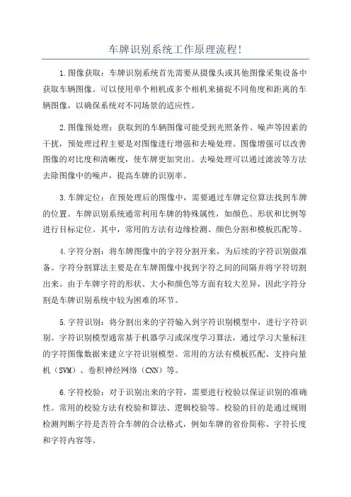 车牌识别系统工作原理流程!