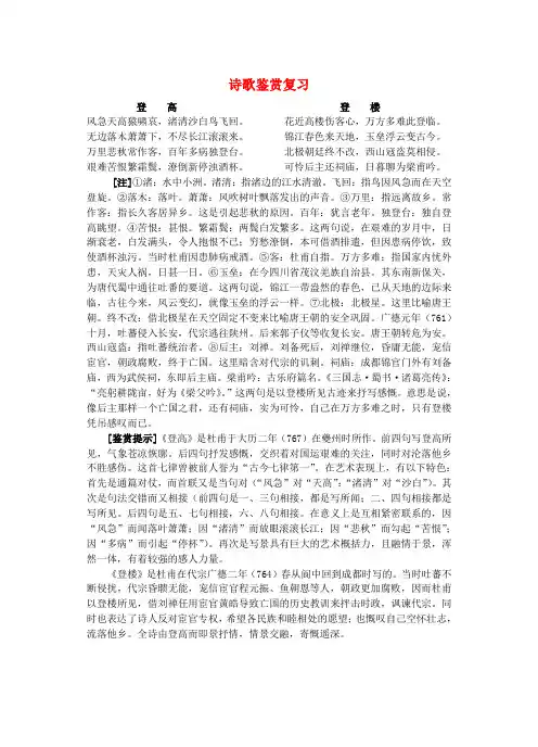 2020年高考语文 诗歌鉴赏素材