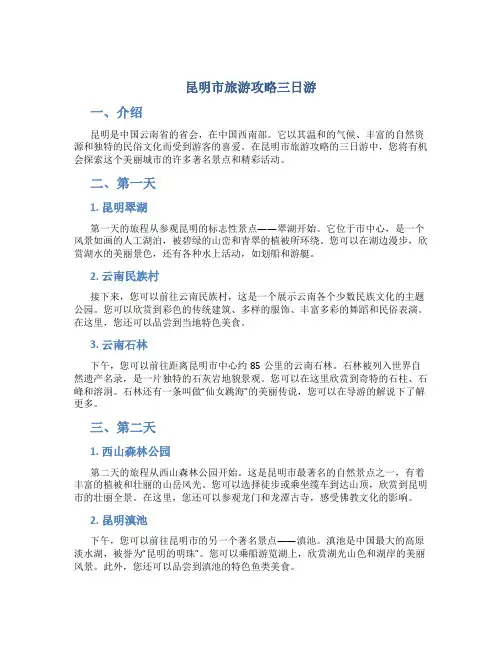 昆明市旅游攻略三日游