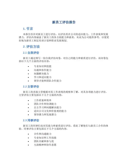 新员工评估报告