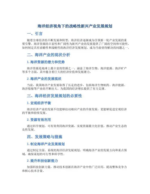 《海洋经济视角下的战略性新兴产业发展规划》