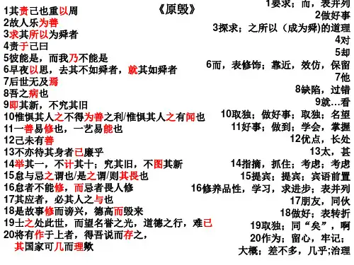 原毁字词解释.ppt