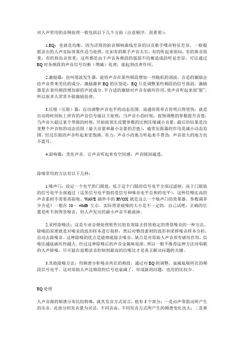 影视编导录音专业知识：录音后期制作基础知识