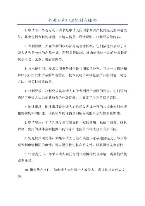 外观专利申请资料有哪些