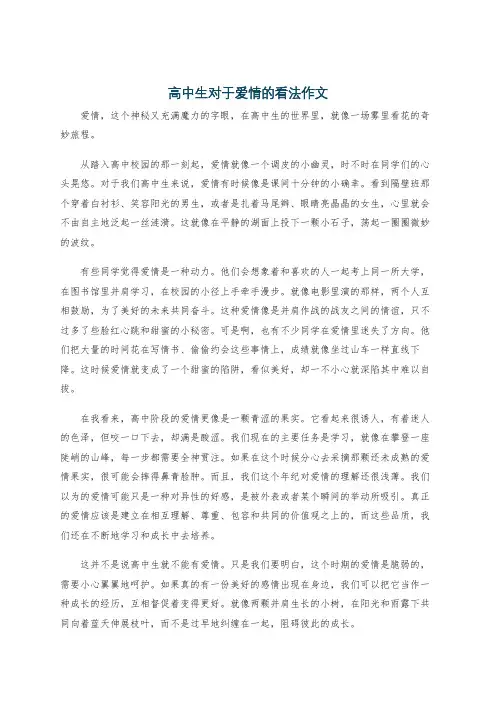 高中生对于爱情的看法作文