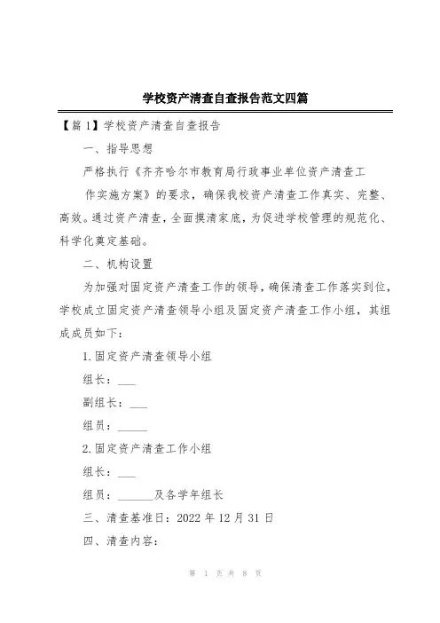学校资产清查自查报告范文四篇