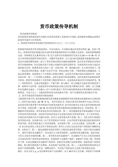货币政策传导机制