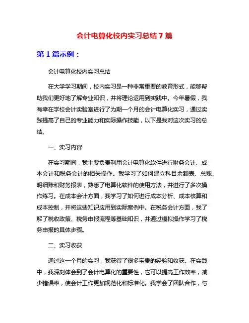 会计电算化校内实习总结7篇