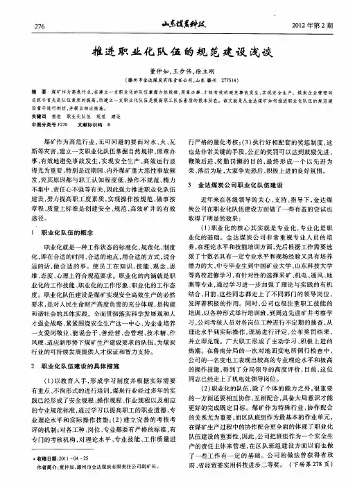 推进职业化队伍的规范建设浅谈