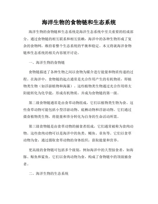 海洋生物的食物链和生态系统