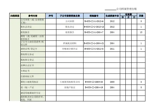 档案管理台账