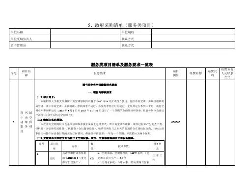 政府采购清单(服务类项目)