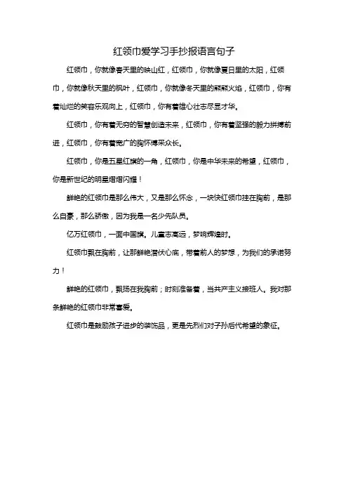 红领巾爱学习手抄报语言句子