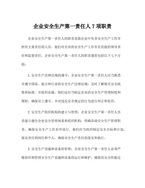 企业安全生产第一责任人7项职责