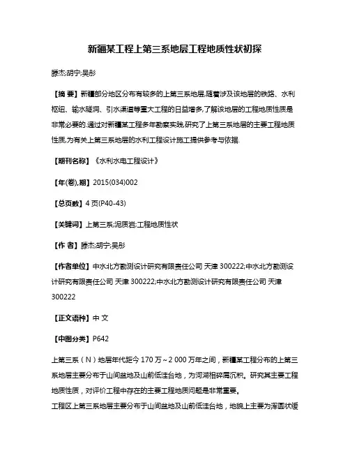 新疆某工程上第三系地层工程地质性状初探
