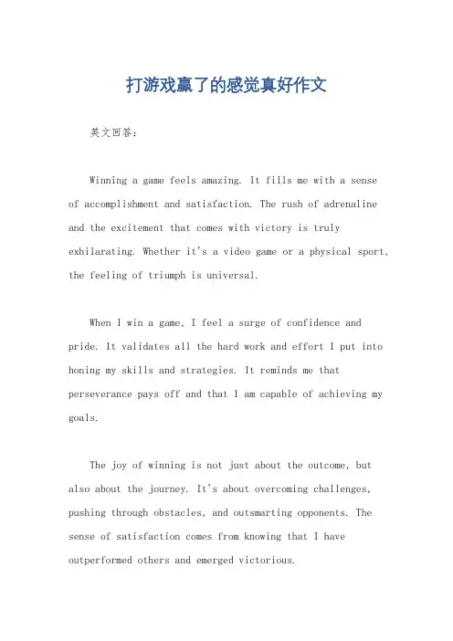 打游戏赢了的感觉真好作文