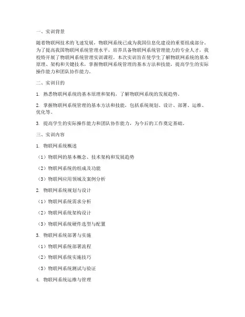 物联网系统管理实训报告