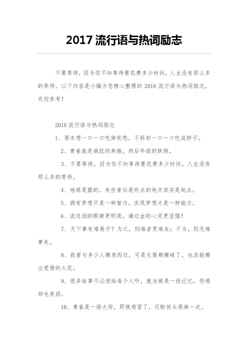 2017流行语与热词励志
