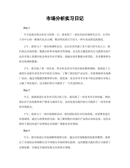 市场分析实习日记