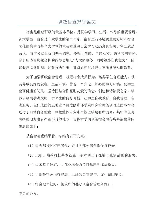 班级自查报告范文