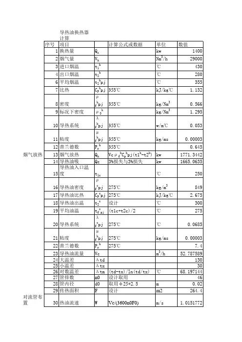 导热油换热器计算