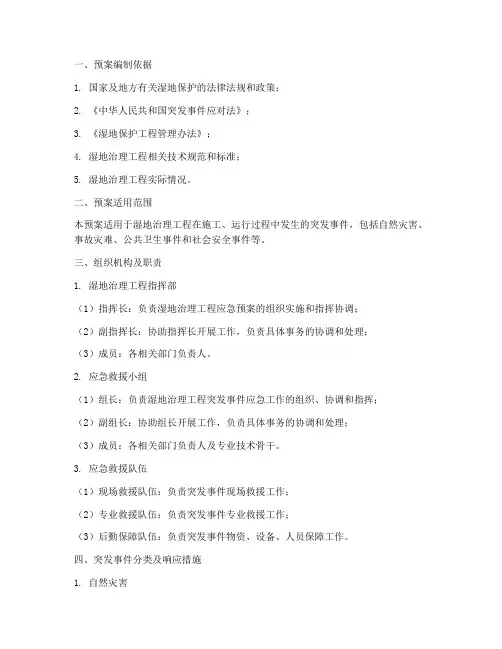 湿地治理工程应急预案范文