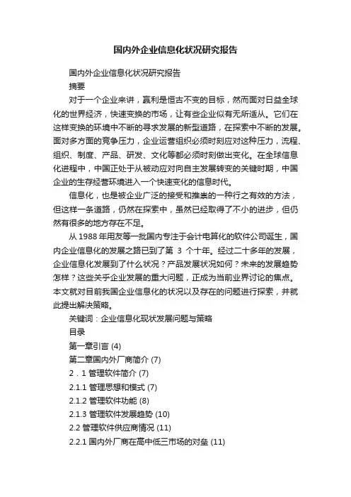 国内外企业信息化状况研究报告