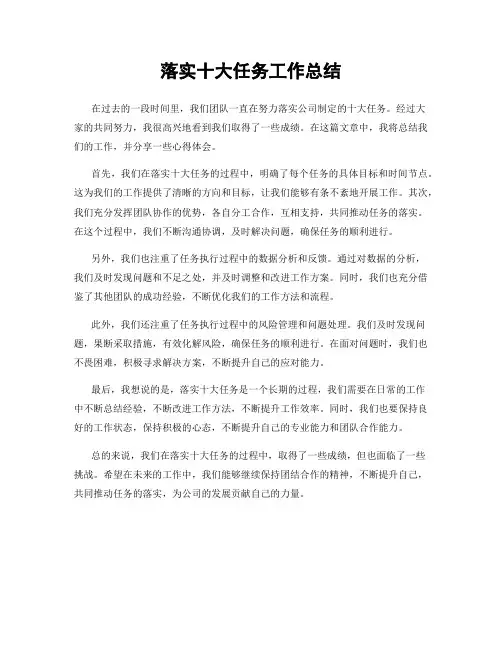 落实十大任务工作总结