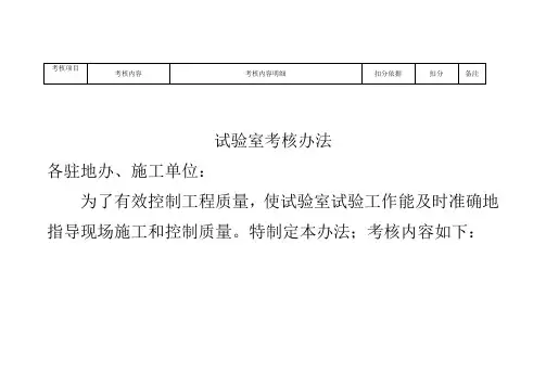 试验室考核办法