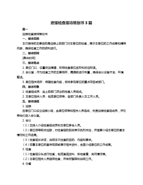迎接检查接待策划书3篇