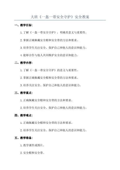 大班《一盔一带安全守护》安全教案