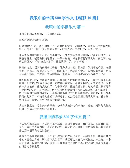 我眼中的幸福800字作文【精彩10篇】