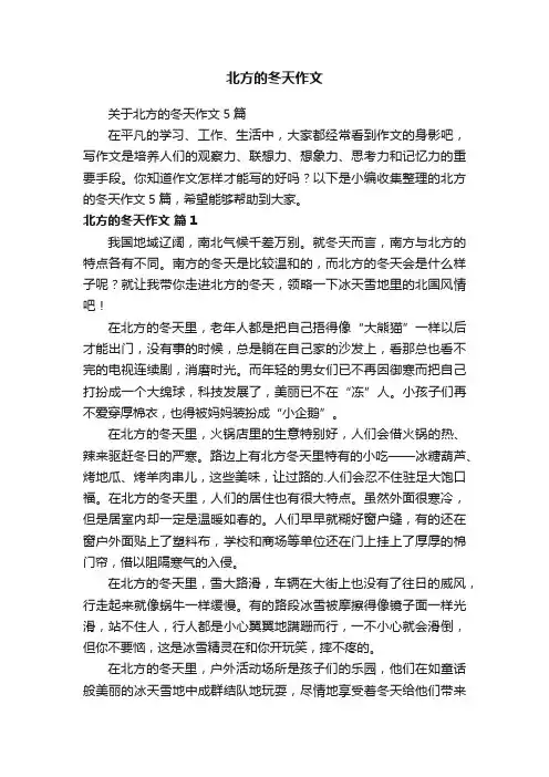 北方的冬天作文