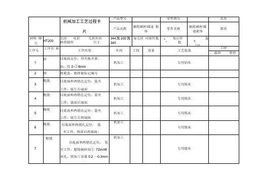 箱体机械加工工艺过程卡片