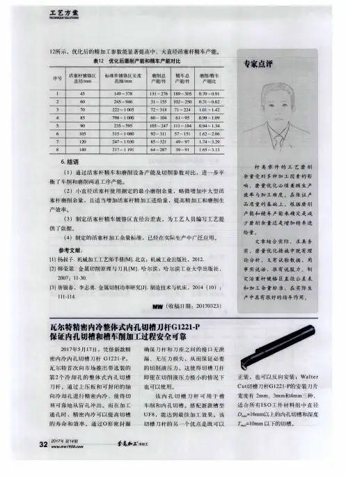 瓦尔特精密内冷整体式内孔切槽刀杆G1221-P保证内孔切槽和槽车削加