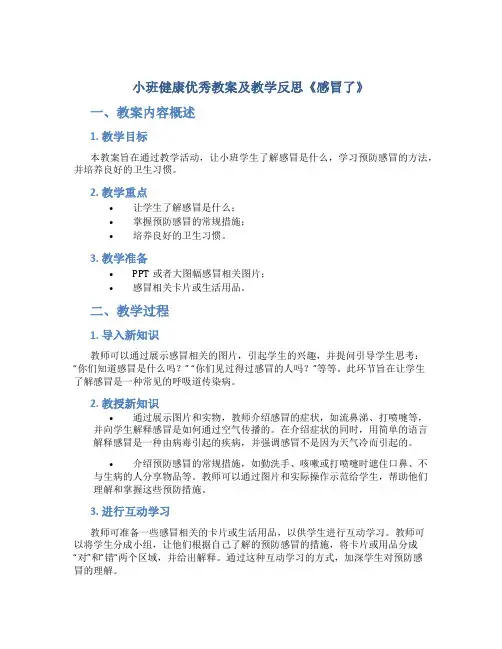 小班健康优秀教案及教学反思《感冒了》