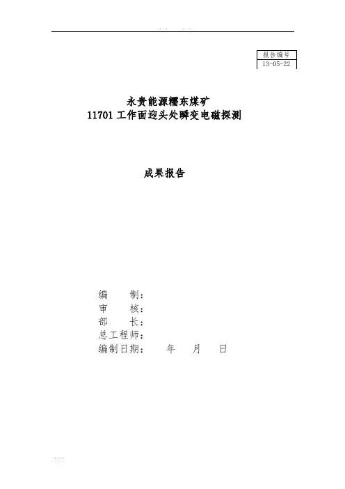 11701工作面瞬变电磁报告