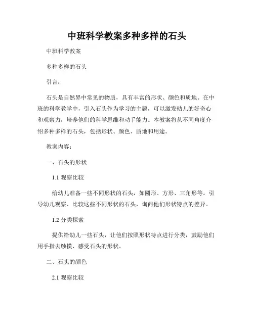 中班科学教案多种多样的石头