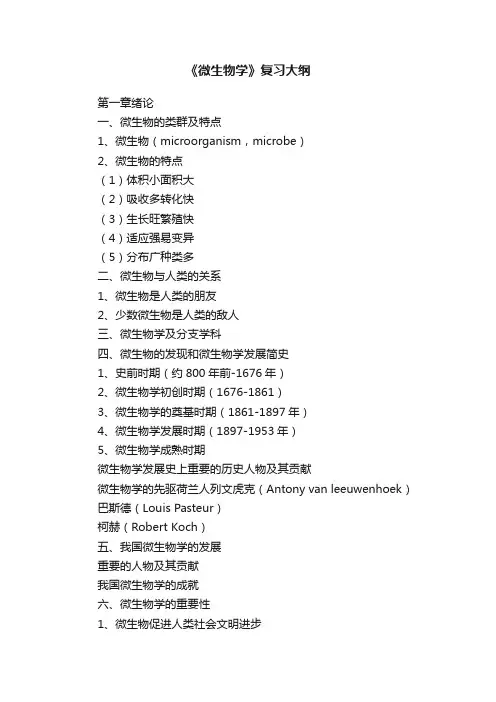 《微生物学》复习大纲