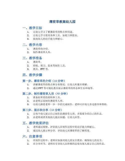 薄荷草教案幼儿园