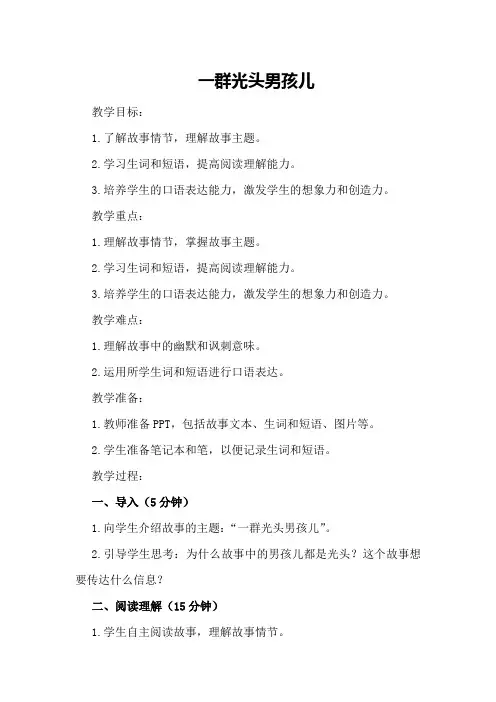 《一群光头男孩儿》教案设计