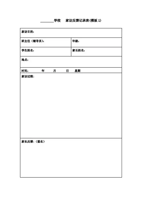 精选班主任家访登记表(共6版)