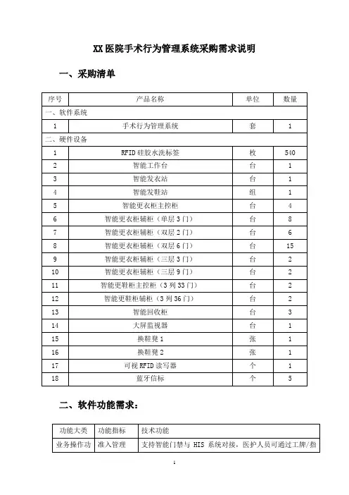XX医院手术行为管理系统采购需求说明