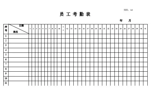 客房常用表格