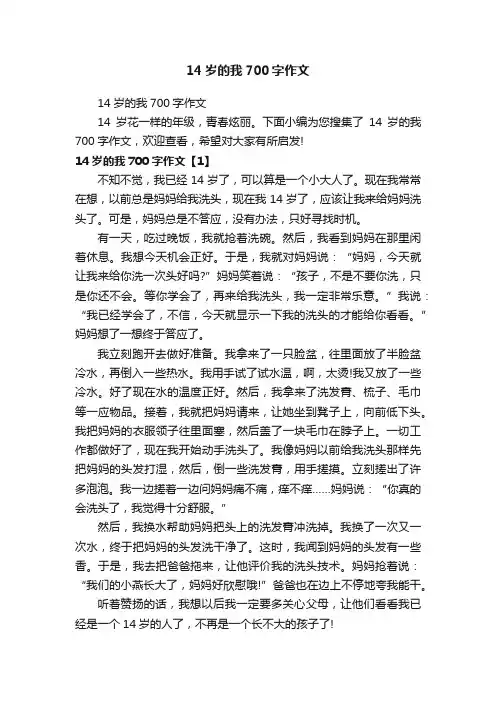 14岁的我700字作文