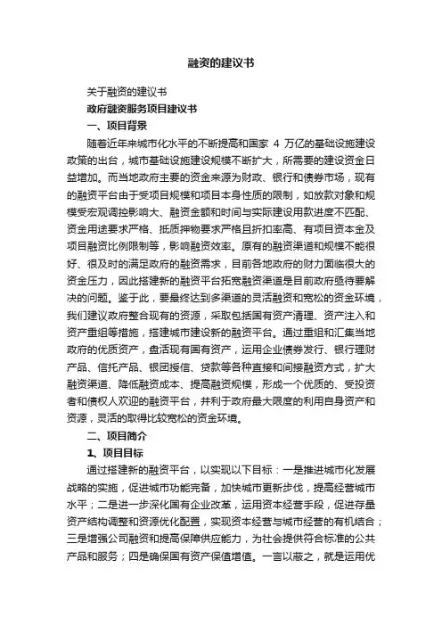 融资的建议书