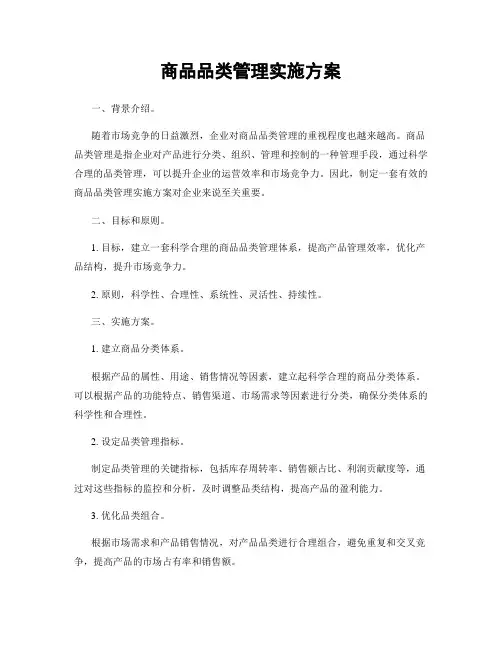 商品品类管理实施方案