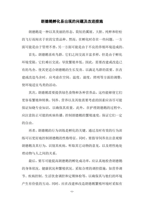 朗德鹅孵化易出现的问题及改进措施