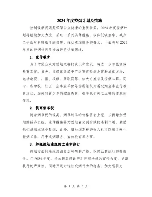 2024年度控烟计划及措施