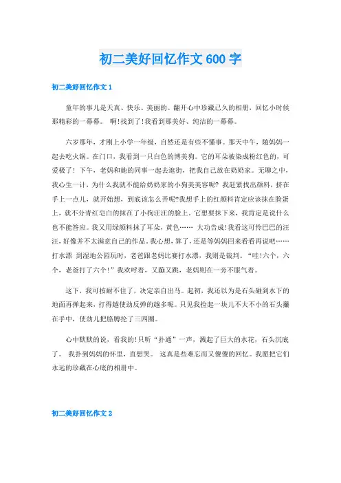 初二美好回忆作文600字